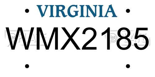 WMX2185 Virginia License Plate