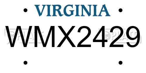 WMX2429 Virginia License Plate
