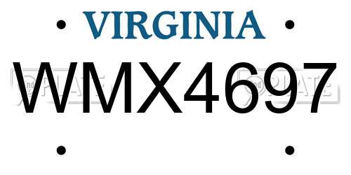 WMX4697 Virginia License Plate