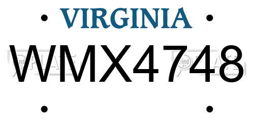 WMX4748 Virginia License Plate