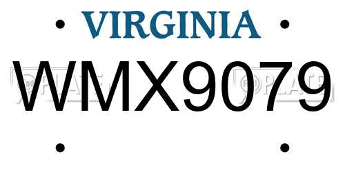 WMX9079 Virginia License Plate