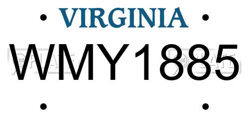 WMY1885 Virginia License Plate