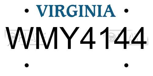 WMY4144 Virginia License Plate