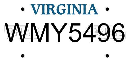 WMY5496 Virginia License Plate