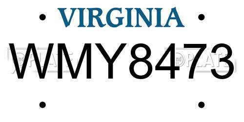 WMY8473 Virginia License Plate