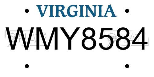 WMY8584 Virginia License Plate