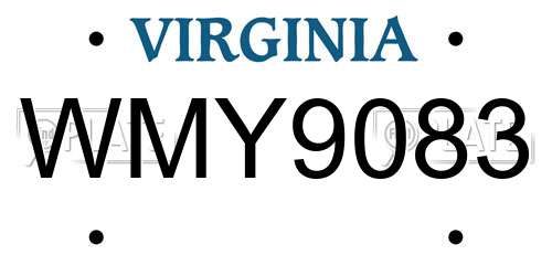 WMY9083 Virginia License Plate