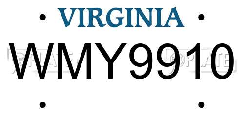 WMY9910 Virginia License Plate