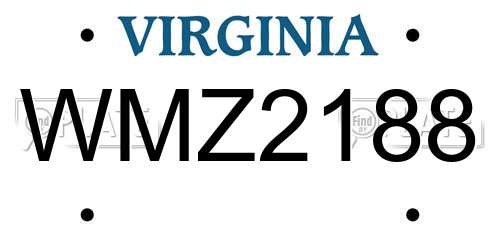WMZ2188 Virginia License Plate