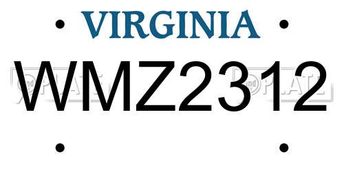 WMZ2312 Virginia License Plate