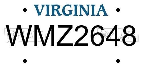 WMZ2648 Virginia License Plate