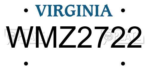 WMZ2722 Virginia License Plate