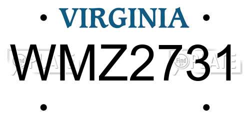 WMZ2731 Virginia License Plate