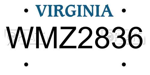 WMZ2836 Virginia License Plate