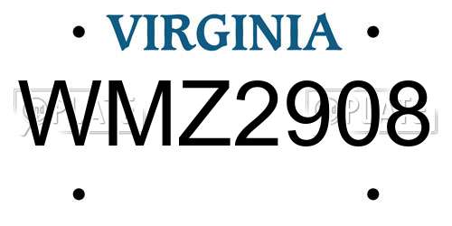 WMZ2908 Virginia License Plate