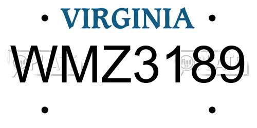 WMZ3189 Virginia License Plate