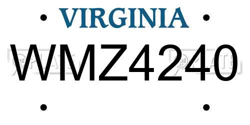 WMZ4240 Virginia License Plate