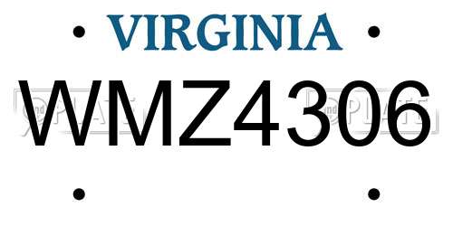 WMZ4306 Virginia License Plate