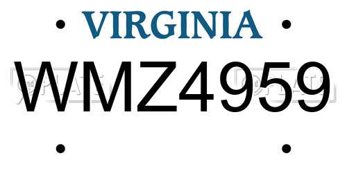 WMZ4959 Virginia License Plate