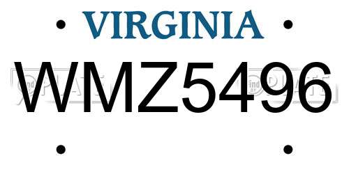 WMZ5496 Virginia License Plate