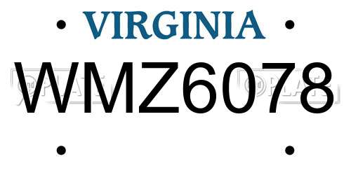 WMZ6078 Virginia License Plate