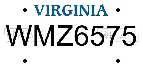 WMZ6575 Virginia License Plate