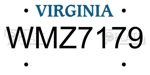 WMZ7179 Virginia License Plate