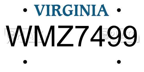 WMZ7499 Virginia License Plate