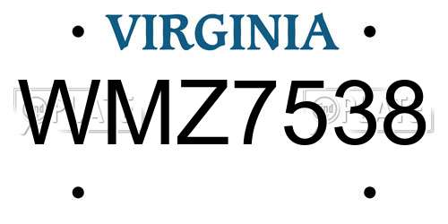 WMZ7538 Virginia License Plate