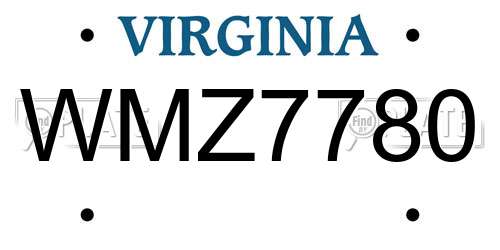 WMZ7780 Virginia License Plate
