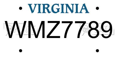 WMZ7789 Virginia License Plate