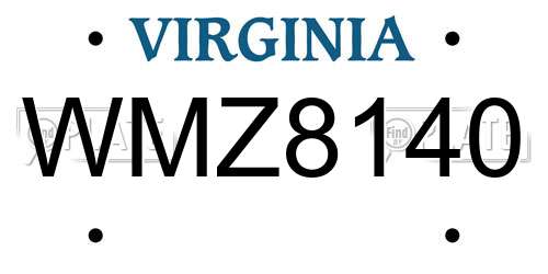 WMZ8140 Virginia License Plate