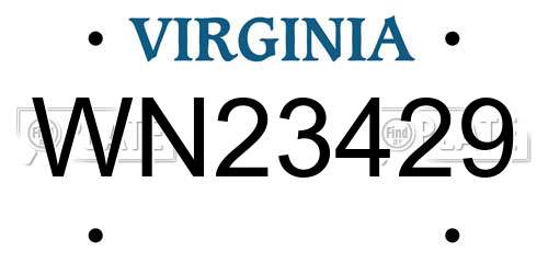 WN23429 Virginia License Plate