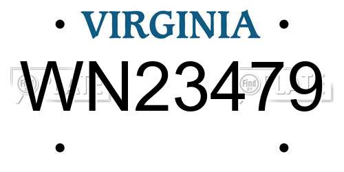 WN23479 Virginia License Plate