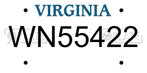 WN55422 Virginia License Plate