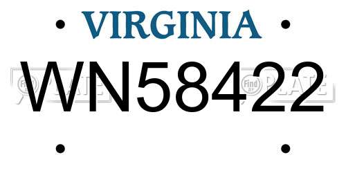 WN58422 Virginia License Plate