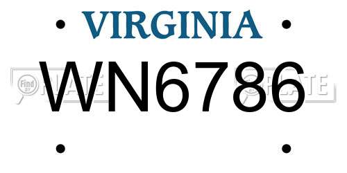 WN6786 Virginia License Plate