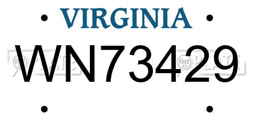 WN73429 Virginia License Plate