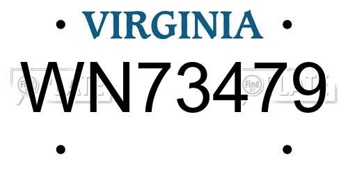 WN73479 Virginia License Plate