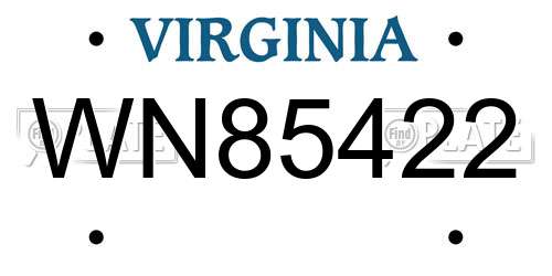 WN85422 Virginia License Plate