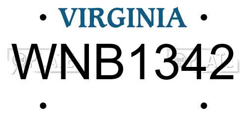 WNB1342 Virginia License Plate