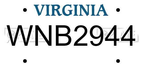 WNB2944 Virginia License Plate