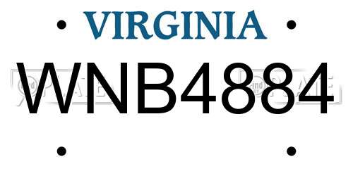 WNB4884 Virginia License Plate