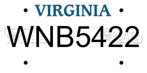 WNB5422 Virginia License Plate