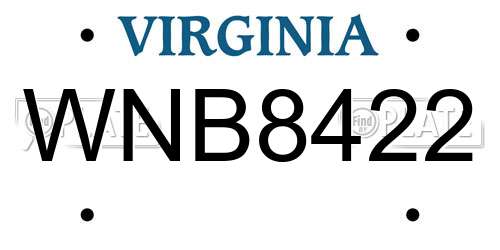 WNB8422 Virginia License Plate