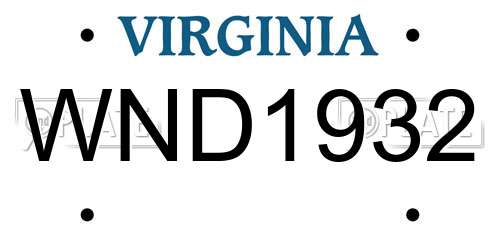 WND1932 Virginia License Plate