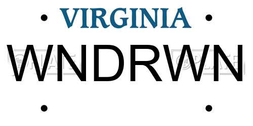WNDRWN Virginia License Plate