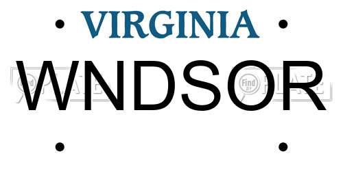 WNDSOR Virginia License Plate