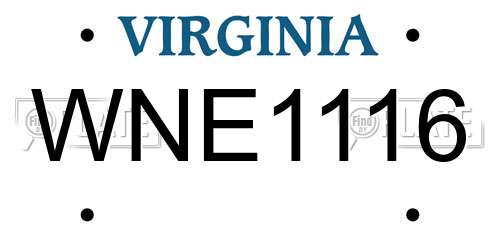 WNE1116 Virginia License Plate