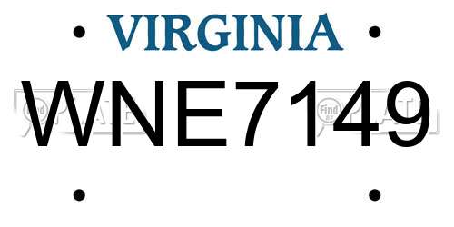 WNE7149 Virginia License Plate